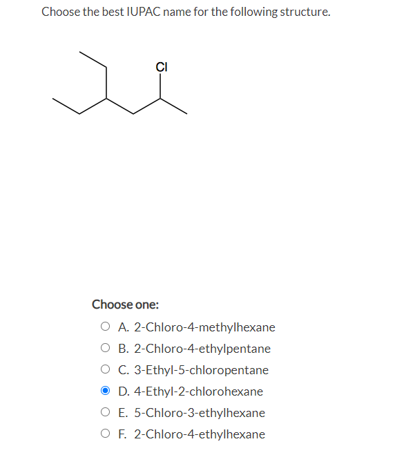 Solved Provide The Most Correct IUPAC Name For The Below Chegg