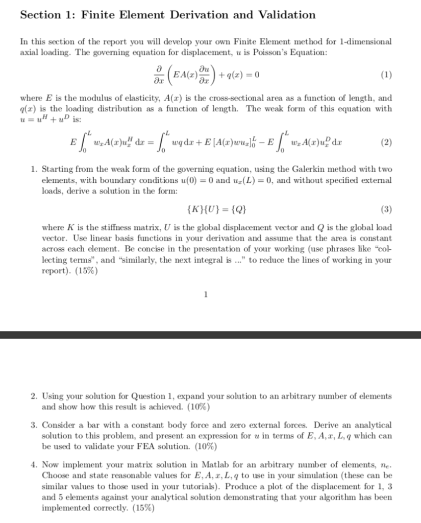 Section Finite Element Derivation And Validation Chegg