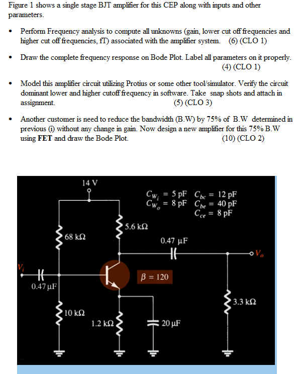 Solved Figure 1 Shows A Single Stage BJT Amplifier For This Chegg