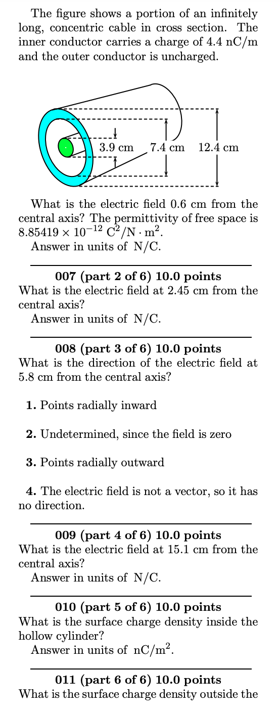 Solved The Figure Shows A Portion Of An Infinitely Long Chegg