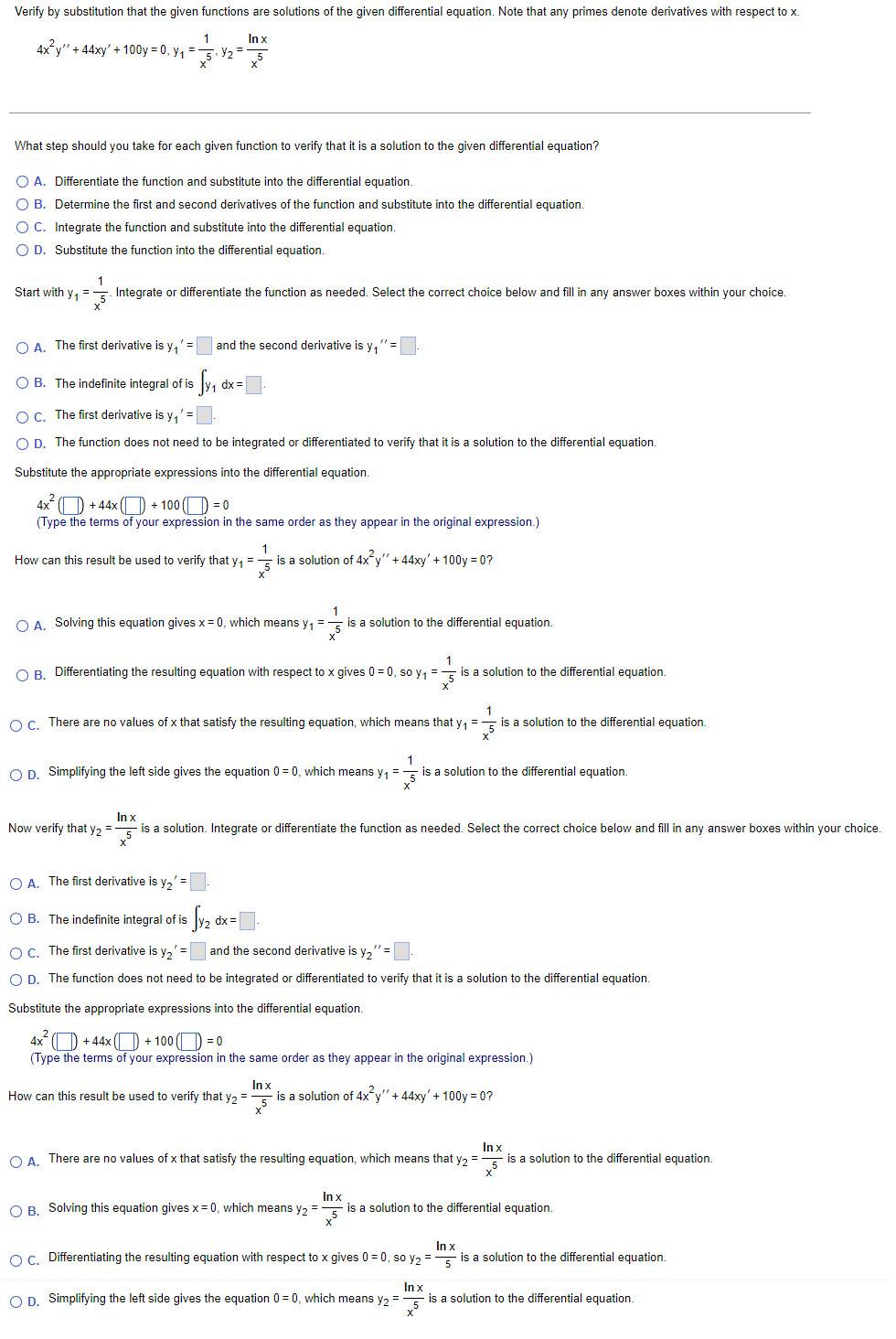 Solved Verify By Substitution That The Given Functions Are Chegg