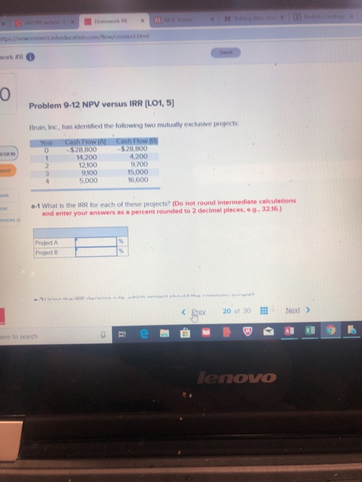 Solved Onnecth 0 Problem 9 12 NPV Versus IRR LO1 5 Bruin Chegg