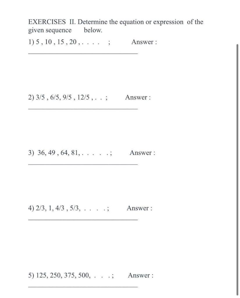 Solved EXERCISES I Enumerate The First Four Terms Of The Chegg