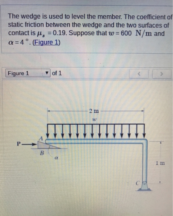 Solved The Wedge Is Used To Level The Member The Chegg