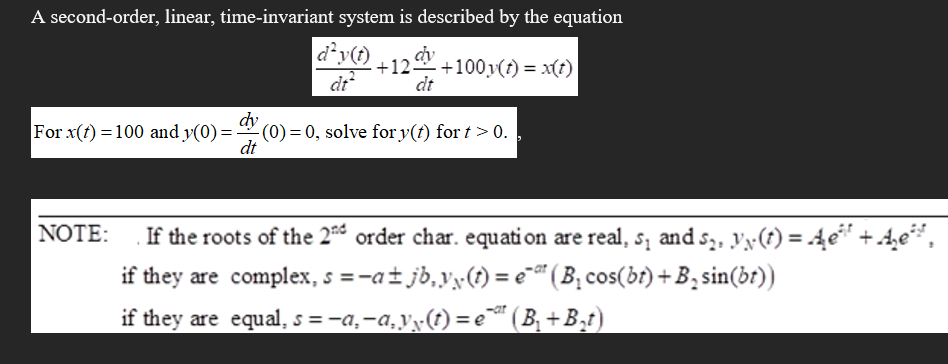 Solved A Second Order Linear Time Invariant System Is Chegg