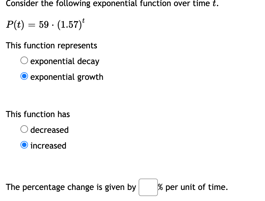 Solved Consider The Following Exponential Function Over Time Chegg