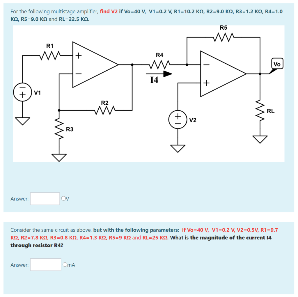 Solved For The Following Multistage Amplifier Find V2 If Chegg