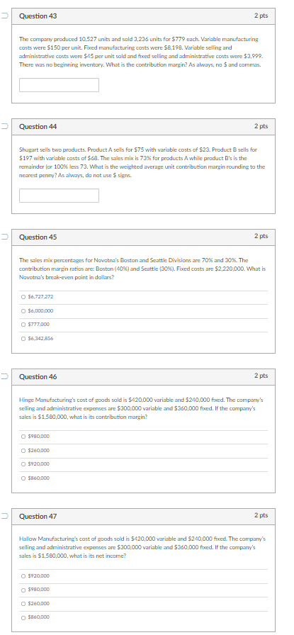 Solved Question Pts The Company Produced Units Chegg