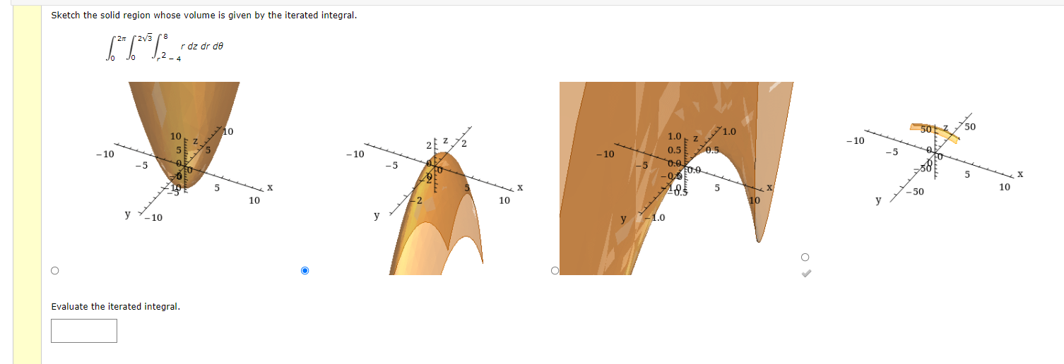 Solved Sketch The Solid Region Whose Volume Is Given By The Chegg