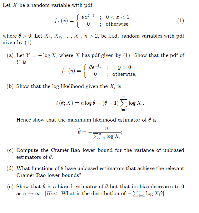 Solved Let X Be A Random Variable With Pdf Ex