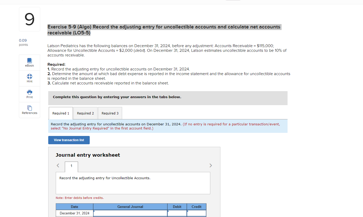 Solved Exercise Algo Record The Adjusting Entry For Chegg