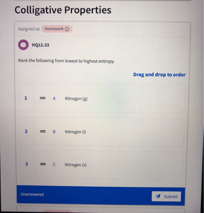 Solved Colligative Properties Assigned As Homework O HQ12 33 Chegg