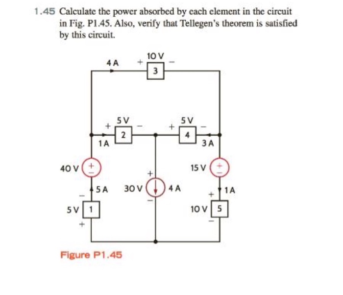 Solved Calculate The Power Absorbed By Each Element In The Chegg