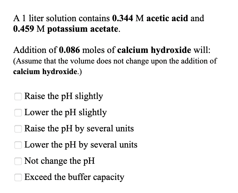 Solved A Liter Solution Contains M Acetic Acid And Chegg