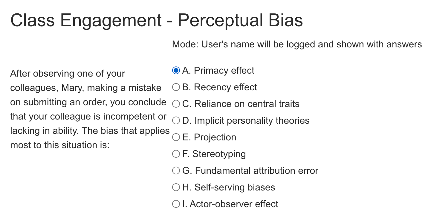 Solved Class Engagement Perceptual Bias Mode User S Name Chegg