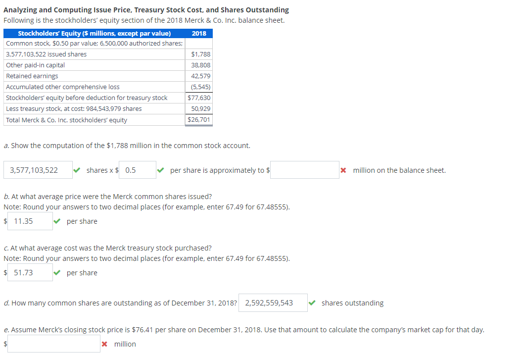 Analyzing And Computing Issue Price Treasury Stock Chegg