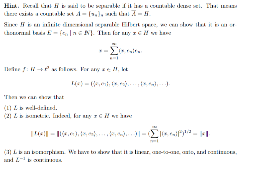 Solved 13 41 Let H Be A Separable Hilbert Space Show That Chegg