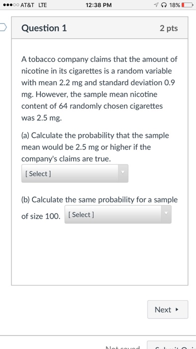 Solved Oo At T Lte Pm Question Pts A Tobacco Chegg