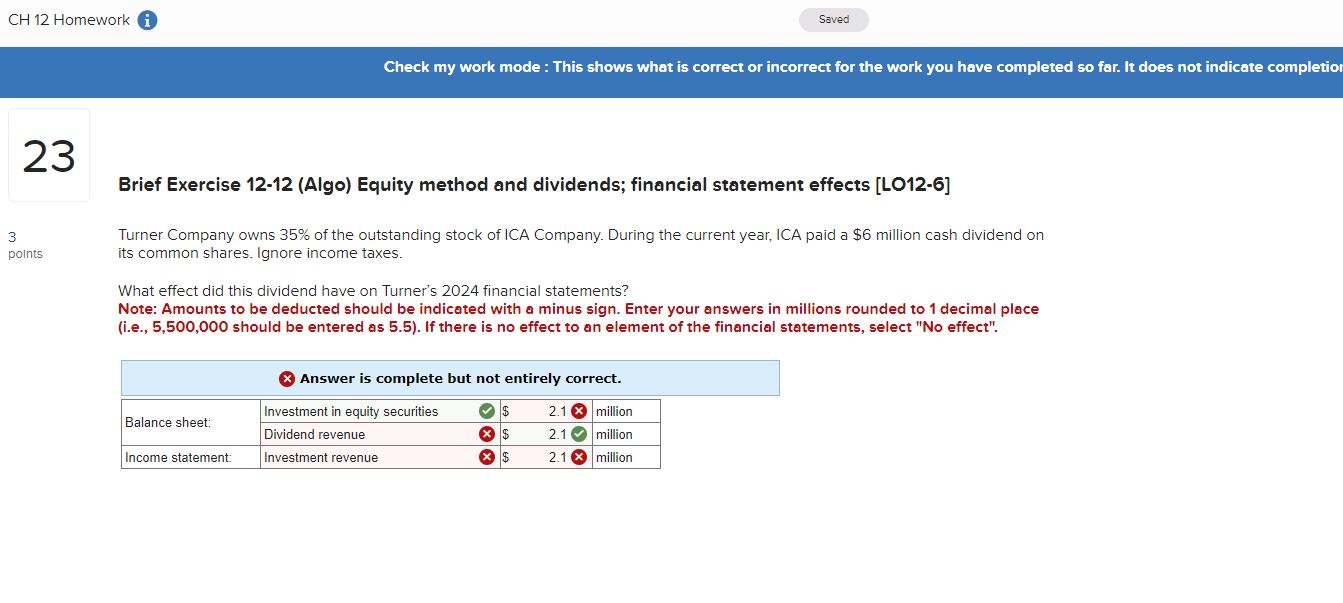 Solved Brief Exercise 12 12 Algo Equity Method And Chegg