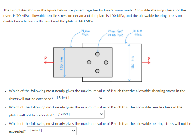 Solved The Two Plates Shown In Figure Are Joined Together 44 OFF