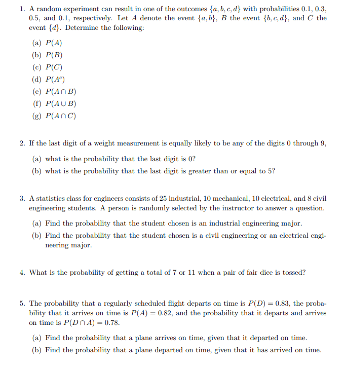 Solved A Random Experiment Can Result In One Of The Chegg