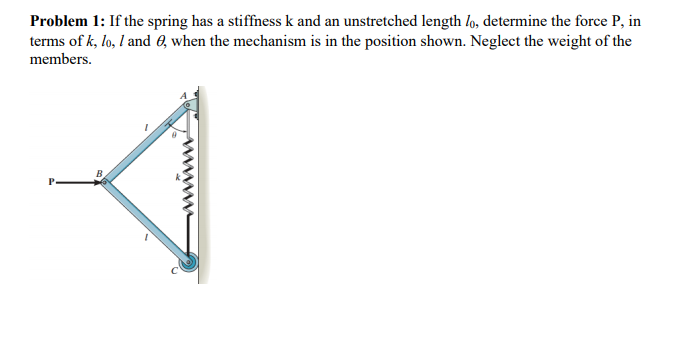 Solved Problem 1 If The Spring Has A Stiffness K And An Chegg