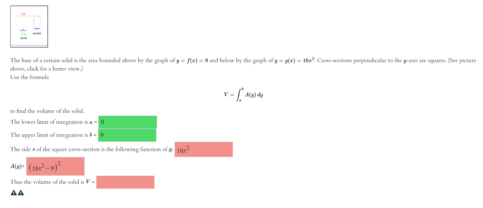 Solved The Base Of A Certain Solid Is The Area Bounded Above Chegg