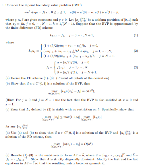 1 Consider The 2 Point Boundary Value Problem BVP Chegg