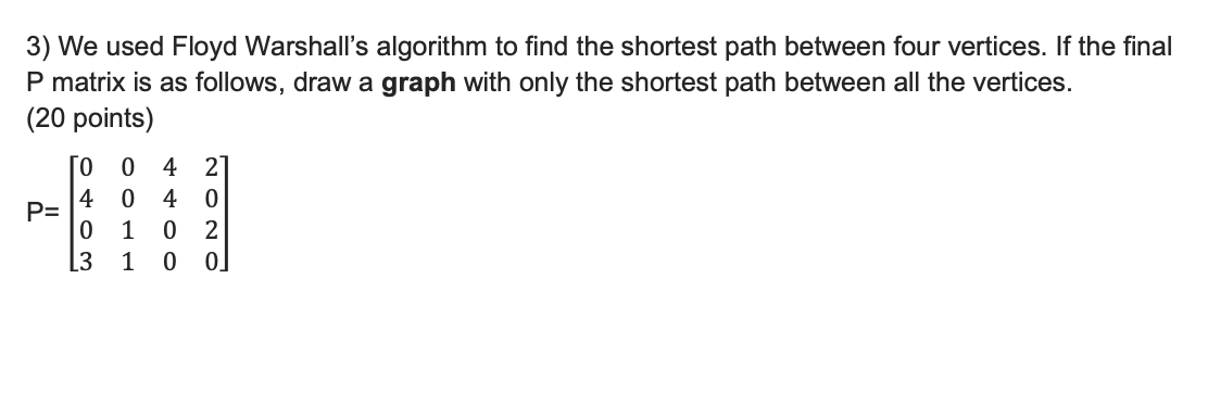 Solved We Used Floyd Warshall S Algorithm To Find The Chegg