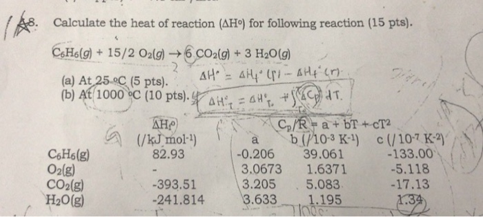 Solved Calculate The Heat Of Reaction Ah For Following Chegg