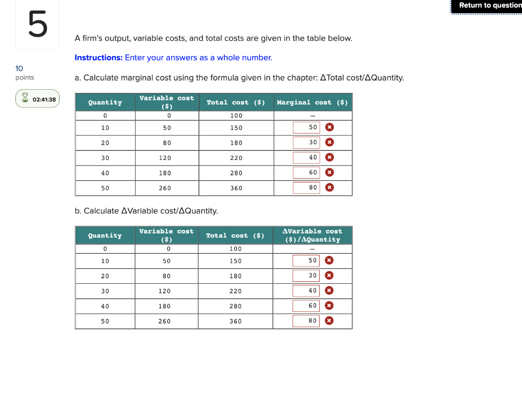 Solved Firms Output Variable Costs And Total Costs Are Chegg