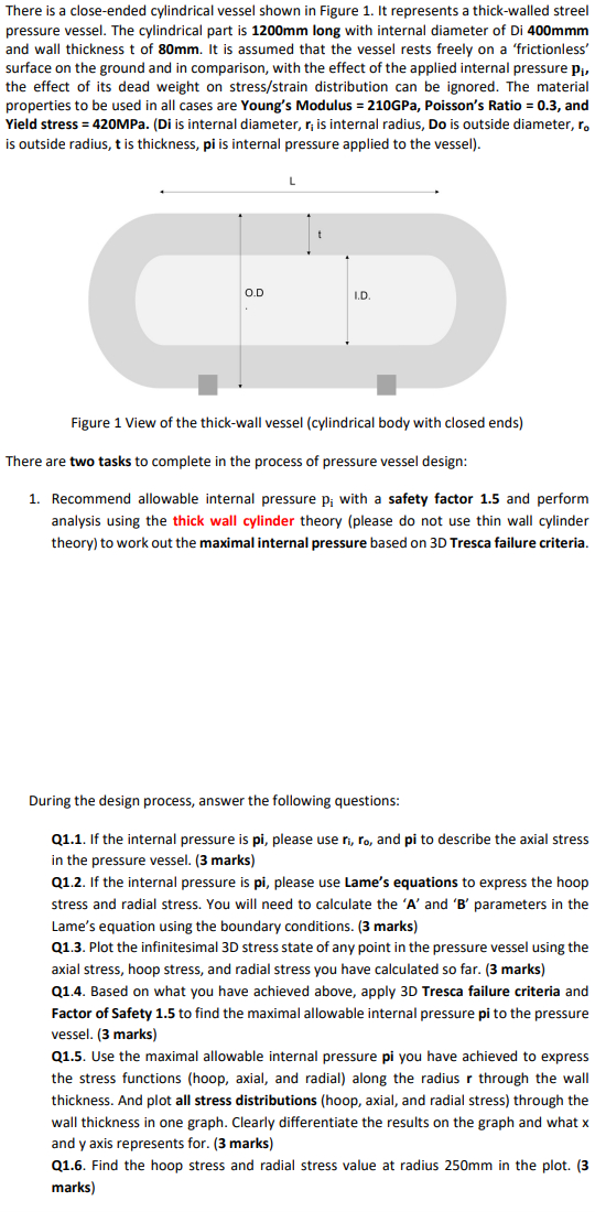 Solved There Is A Close Ended Cylindrical Vessel Shown In Chegg