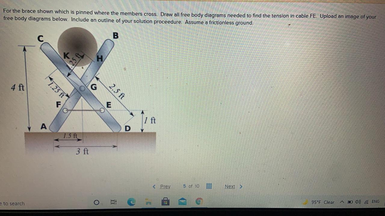 Solved For The Brace Shown Which Is Pinned Where The Members Chegg