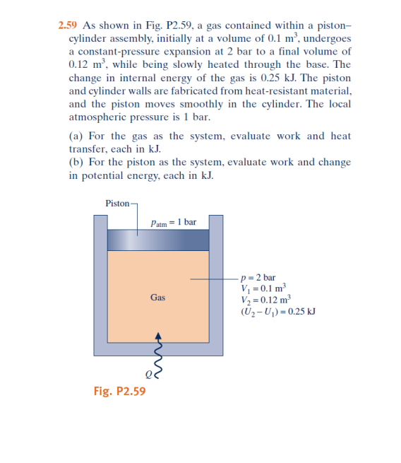 2 59 As Shown In Fig P2 59 A Gas Contained Within A Chegg