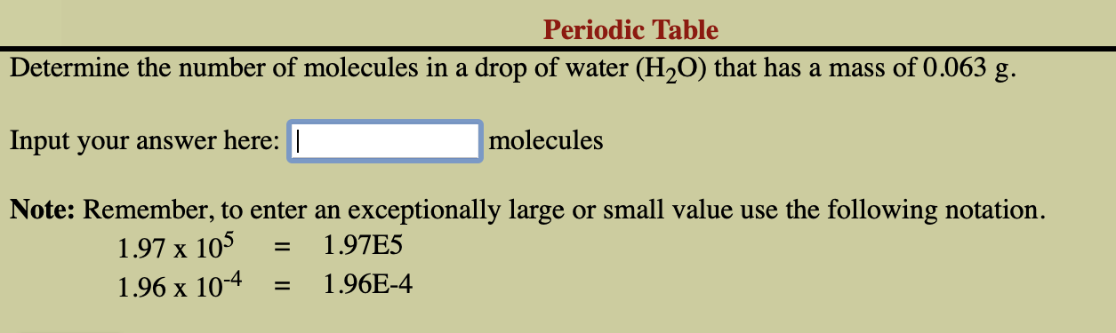 Solved Periodic Table Determine The Number Of Molecules In A Chegg