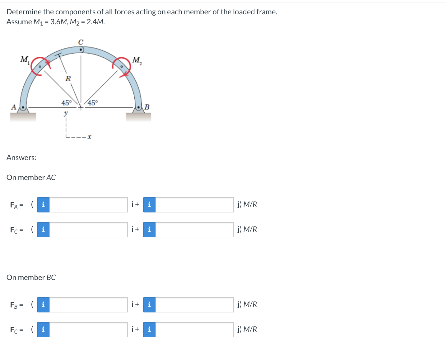 Solved Determine The Components Of All Forces Acting On Each Chegg