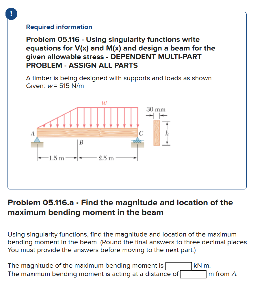 Solved Problem 05 116 Using Singularity Functions Write Chegg