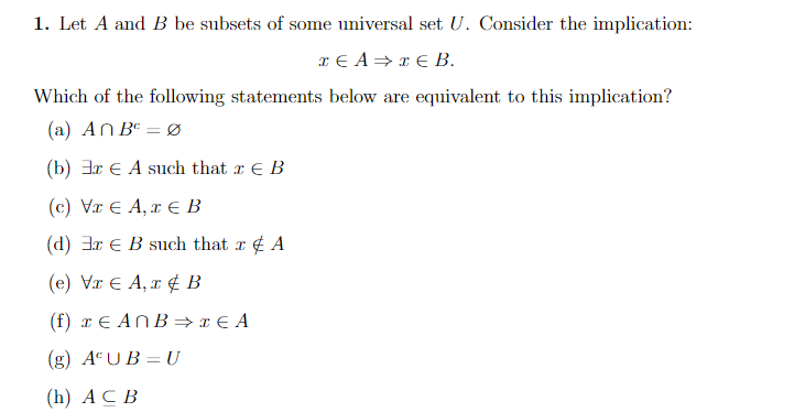 Solved Let A And B Be Subsets Of Some Universal Set U Chegg