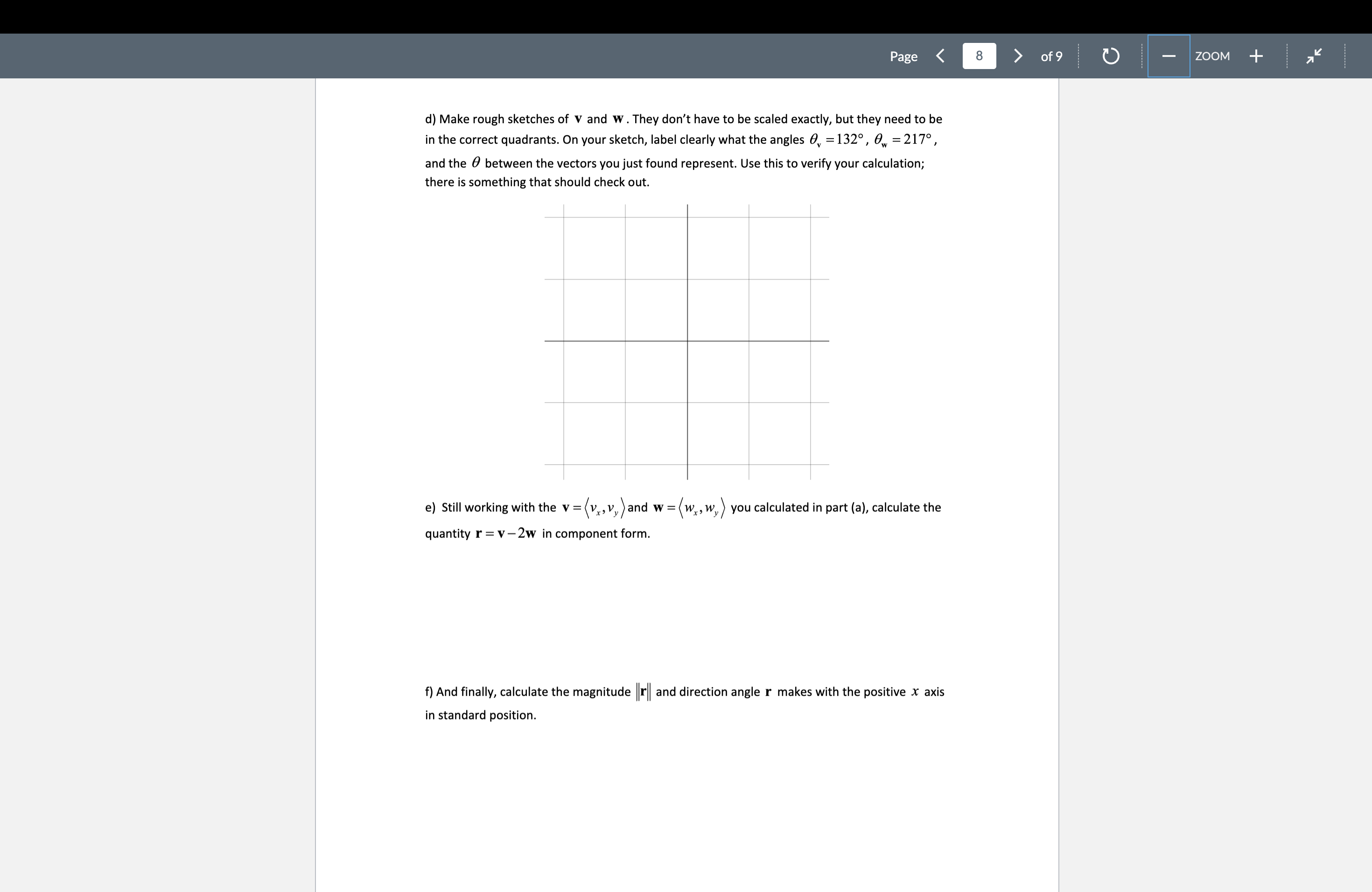 Solved Given Two Vectors V With V 32 And Direction Angle Chegg