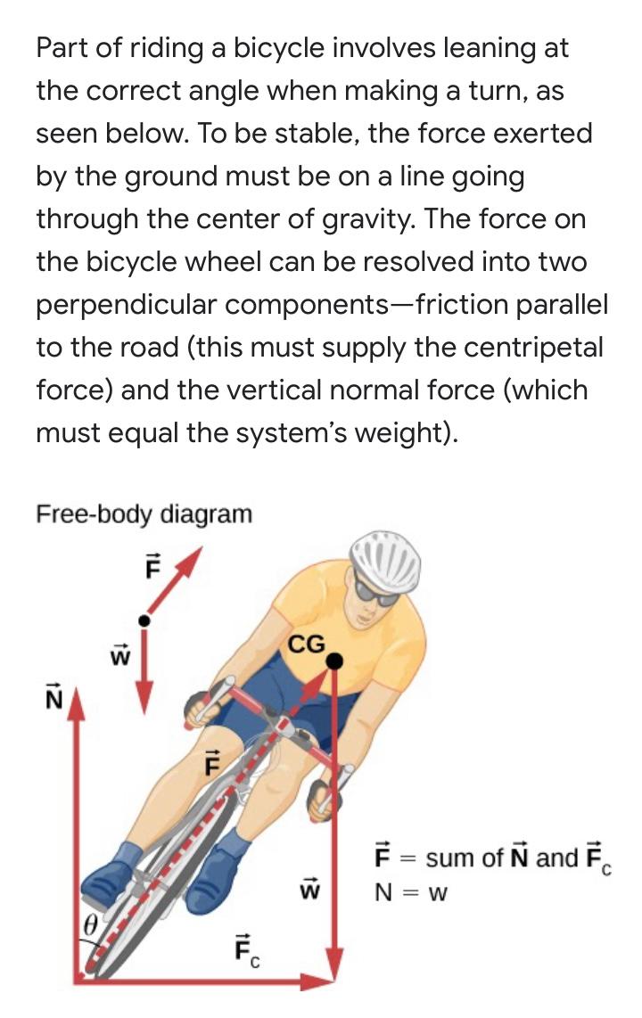 Solved Part Of Riding A Bicycle Involves Leaning At The Chegg