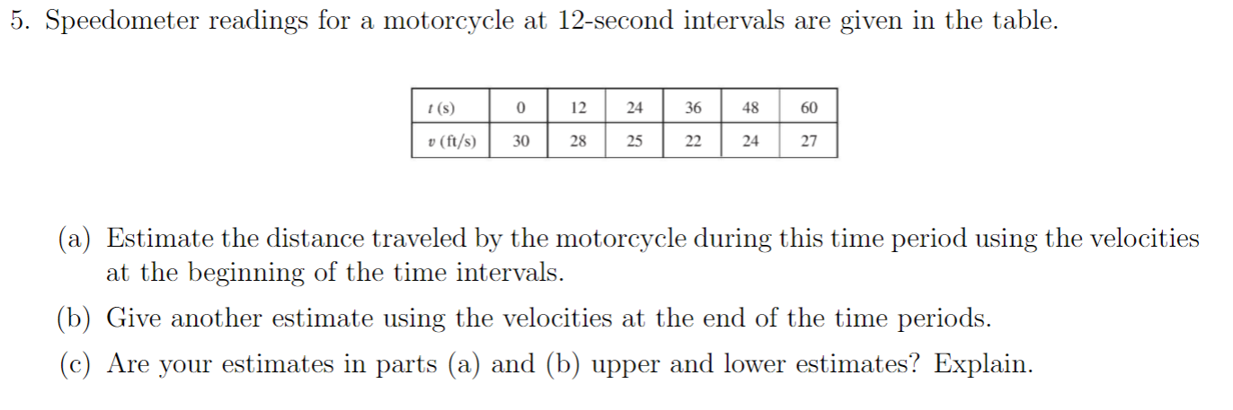 Solved Speedometer Readings For A Motorcycle At Chegg