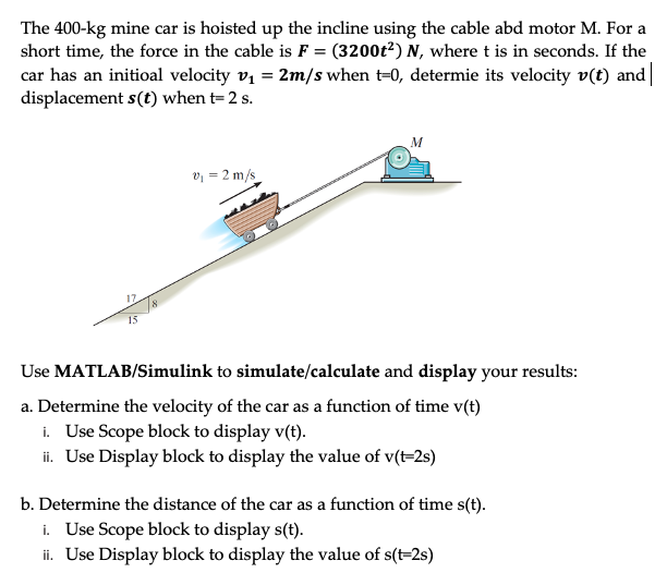 Solved A The 400 Kg Mine Car Is Hoisted Up The Incline Using Chegg