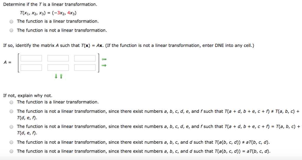 Solved Determine If The T Is A Linear Transformation T X1 Chegg