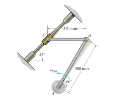 The Angular Velocity Of Link Ab Is Ab Rad S Chegg