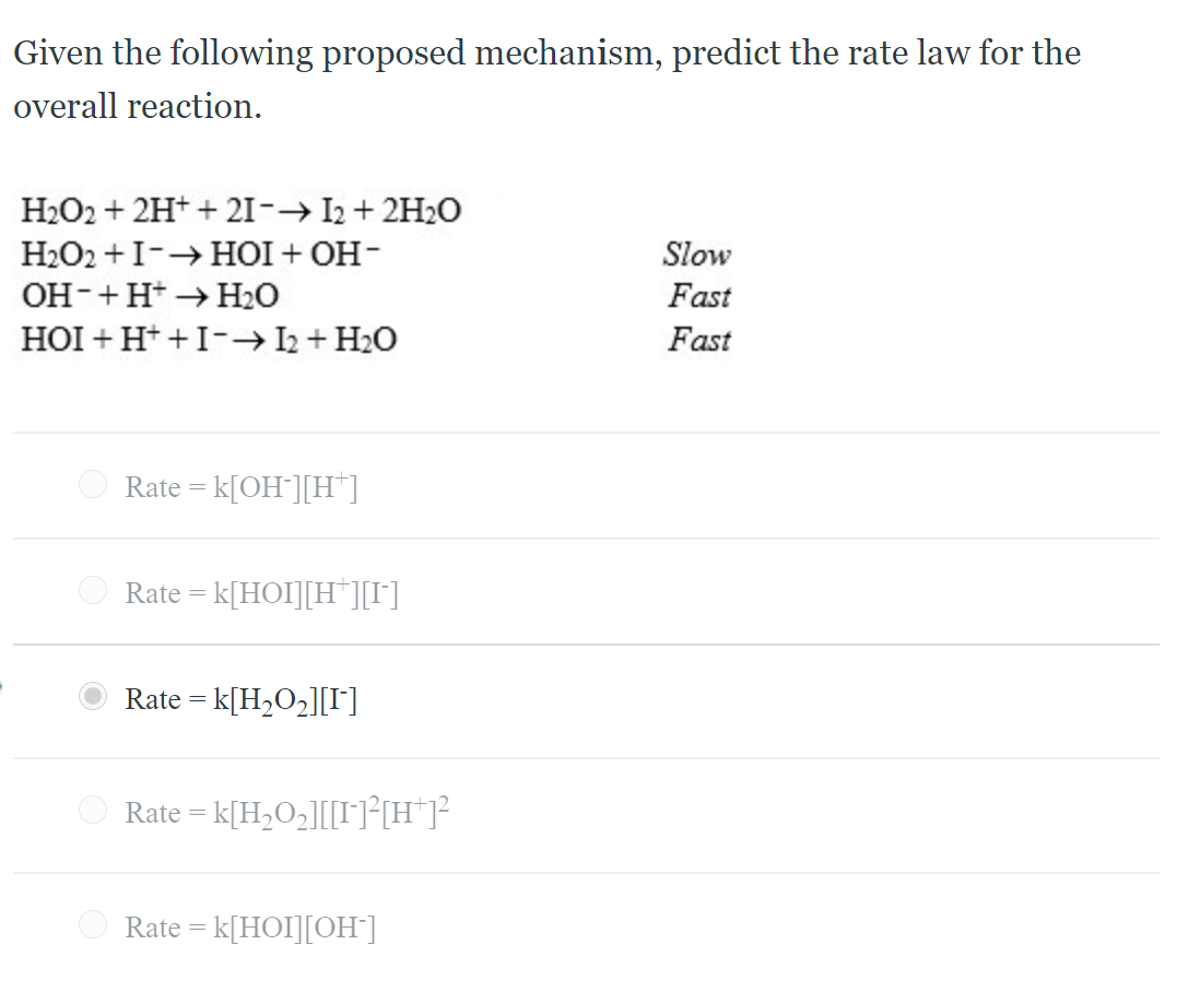 Solved Given The Following Proposed Mechanism Predict The Chegg