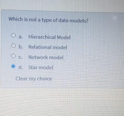 Solved Which Is Not A Type Of Data Models O A A Chegg