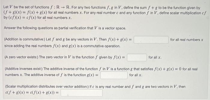 Solved Point A Vector Space Over R Is A Set V Of Objects Chegg