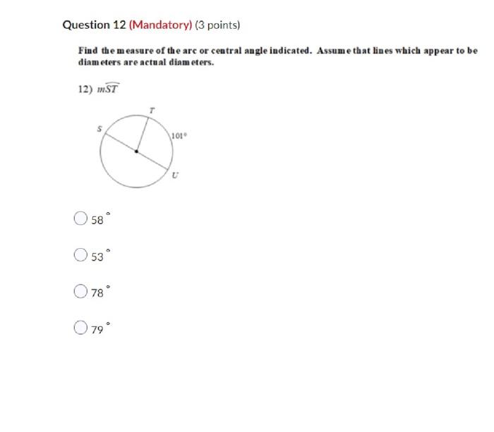 Find The Measure Of The Arc Or Central Angle Chegg