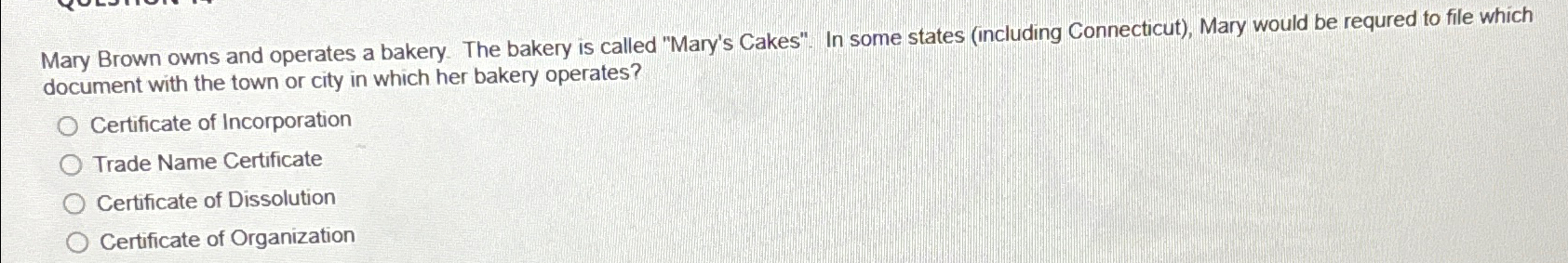 Solved Mary Brown Owns And Operates A Bakery The Bakery Is Chegg