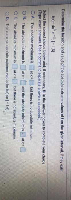 Solved Determine The Location And Value Of The Absolute Chegg